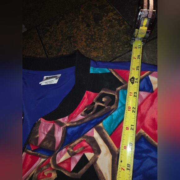 Vtg 80s Multicolored Art To Wear Jacket Womens M USA Artistic Geometric Zip Up - Picture 4 of 10